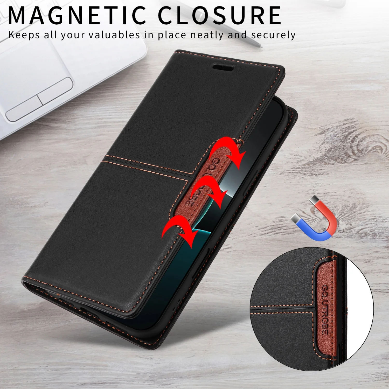 Luksusowe etui do Redmi Note 17 15 14 13 12 Pro Plus 5G 4G, etui typu flip z magnesem, portfel, ochrona RFID, książka telefoniczna, funda do Xiaomi Redmi Note 10 11S — zdjęcie produktu 2