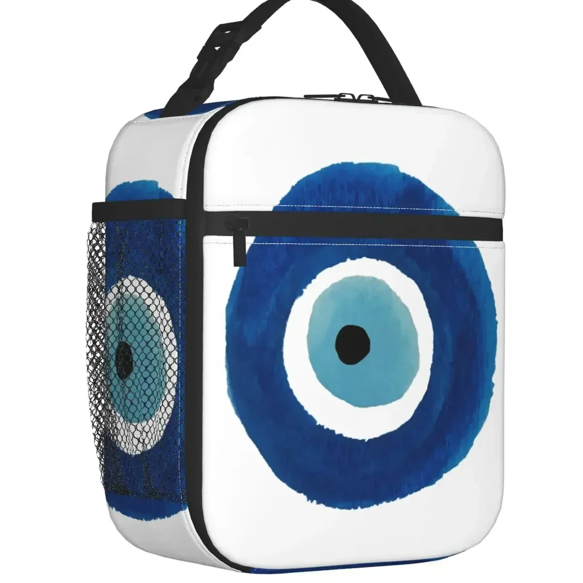 Watercolor Evil Eye Nazar Painting Insulated Lunch Bags for Office Hamsa Lucky Charm Leakproof Thermal Cooler Lunch Box Kids