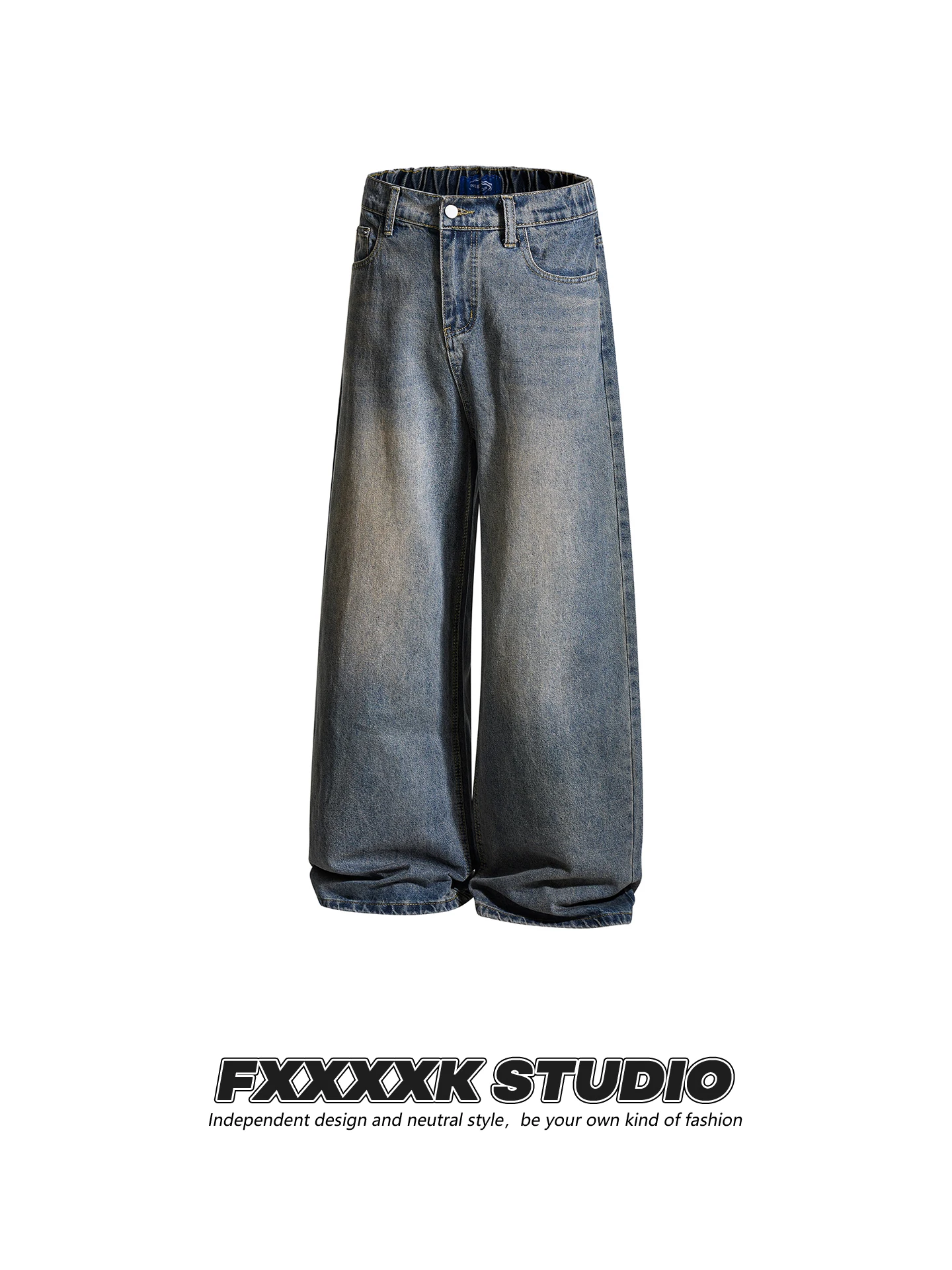 

Оригинальные джинсы FXK 2026 в винтажном американском стиле, свободные, широкие, прямого кроя, повседневные, длинные брюки с высокой талией и застежкой-молнией