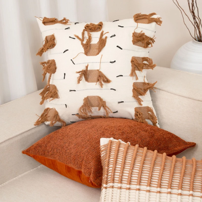 Premium Mid Century Vintage Orange Cushion Cover Decorative Pillow Cover For Living Room Sofa Hotel Coffee Shop