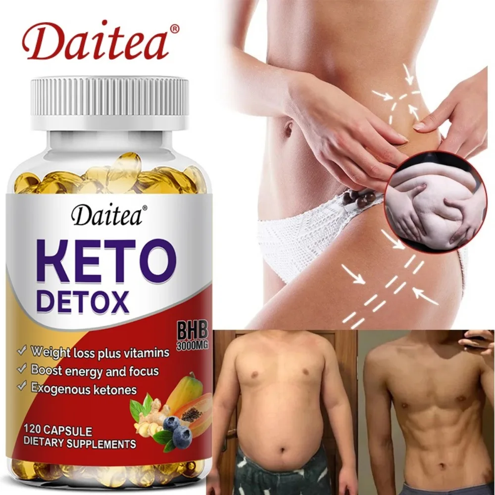 Keto Detox BHB 3000mg - with Psyllium, Acai & Apple Cider Vinegar, 120 Capsules