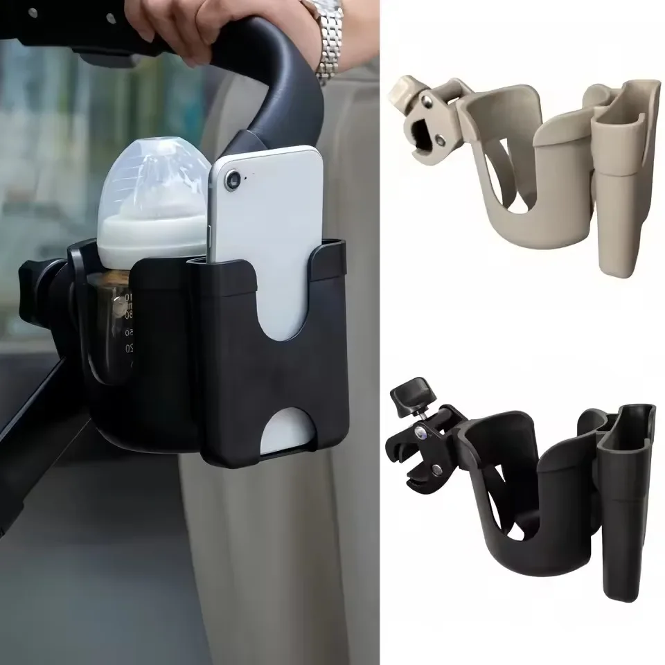 Baby Stroller Water Cup Bottle Holder Baby Stroller Accessories Multifunctional Baby Stroller Cup Holder 2-in-1 Phone Holder