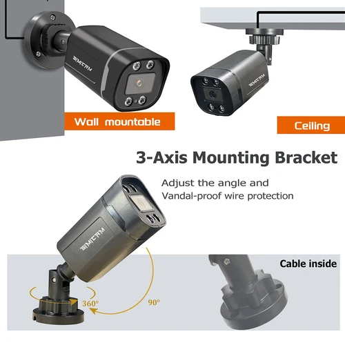 Imagen 2 del producto Cámara de seguridad Poe 4K para exteriores, interior, Audio de 4MP/5MP/8MP, visión nocturna, vigilancia tipo bala impermeable, cámara ip CCTV Onvif para NVR