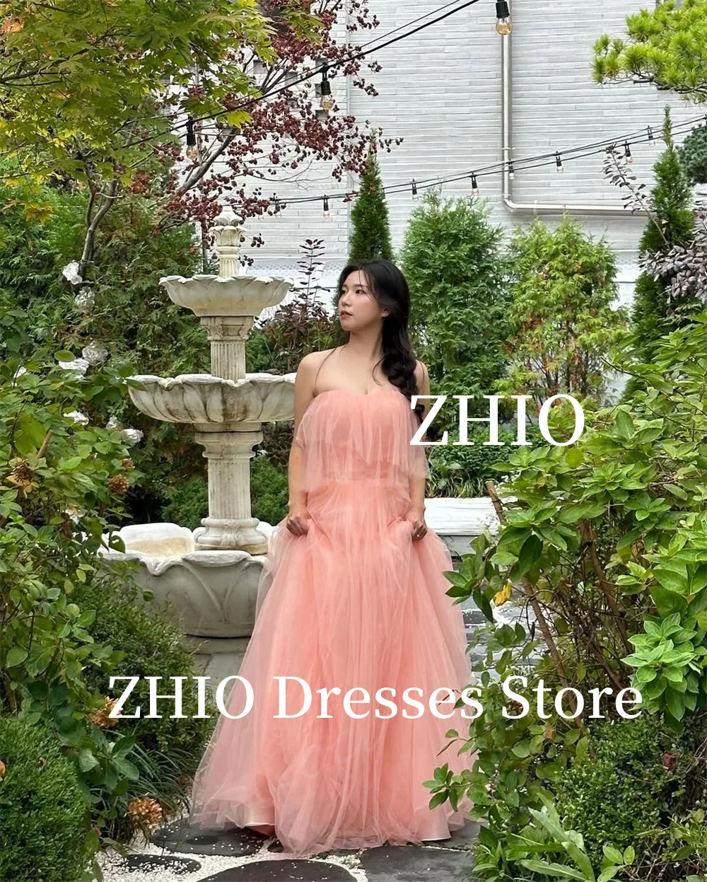 Suknie Ślubne ZHIO Fairy Baby Fioletowe Linia A Halter Długość Do Podłogi Falbany Suknia Ślubna Korea Sesja Zdjęciowa Personalizowane Eleganckie