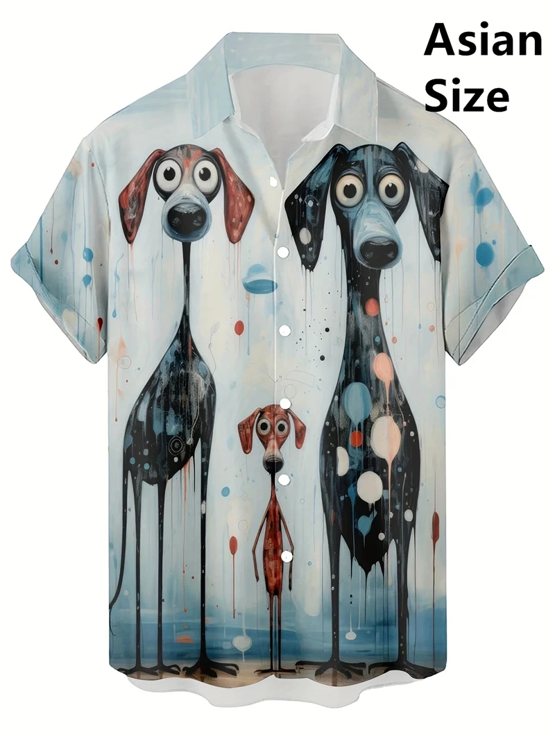 

Cartoon Hawaiian Shirt For Men's Animals Summer Short Sleeve Heren Street Luxury Flamengo 3D Print Hot Vintage Fitness Clothing