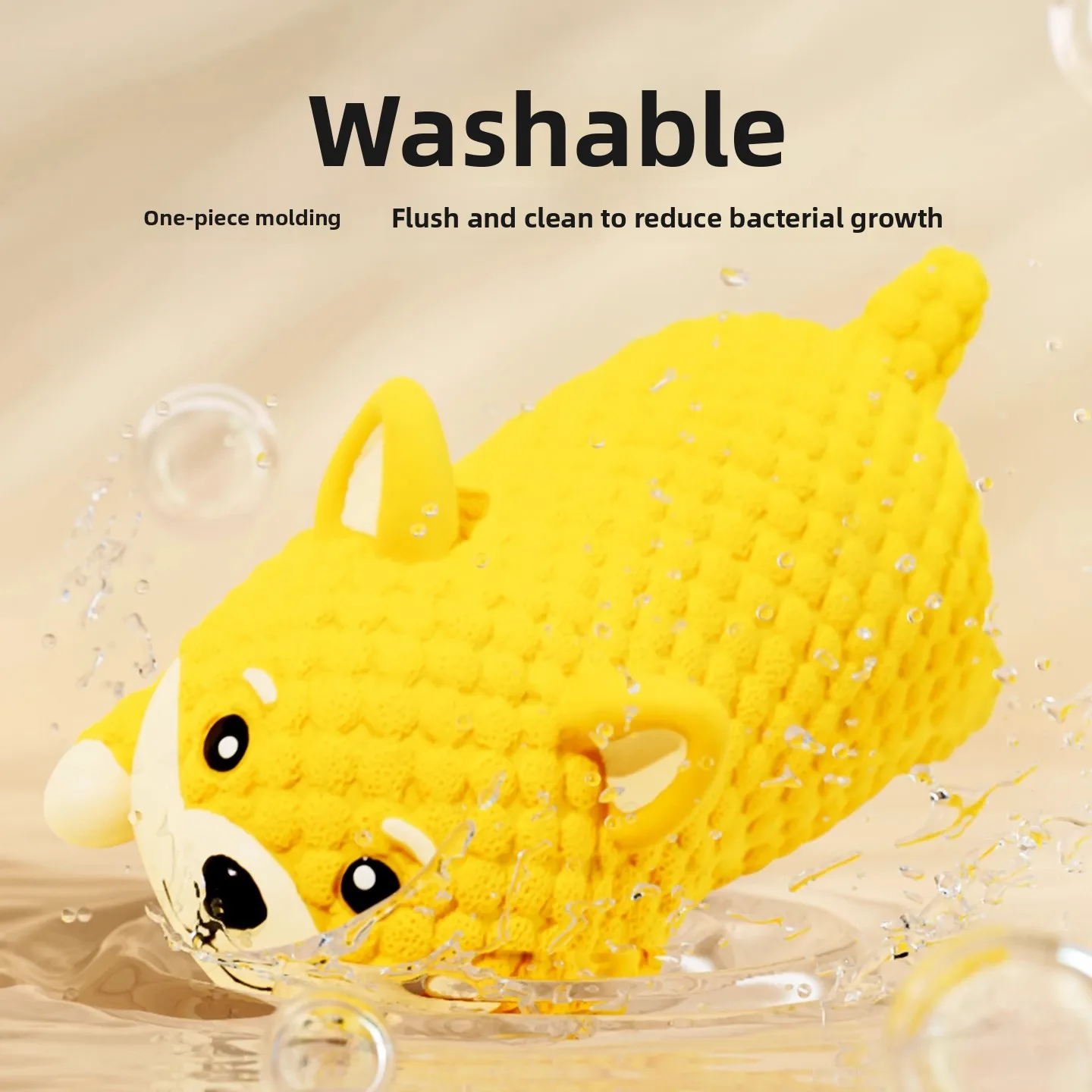 Squeaky Latex Bear Dog Chew Toy Textured Surface Teeth Cleaning Puppy Toy, Anti-Anxiety Interactive Pet Squeaky Toy