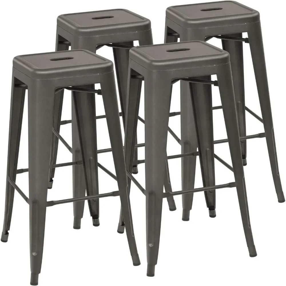 

30" Indoor Outdoor Stackable Barstools Vintage Counter Bar Stools Set of 4 (30 inch,)