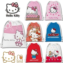 New Hello Kitty Drawstring Organizer Fashion Trendy Women's Printed Waterproof Cosmetic Organizer Drawstring Folding Pouch Gifts