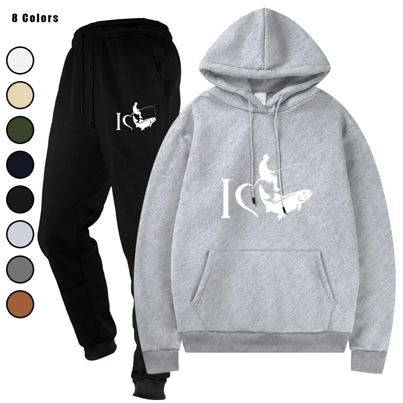 

Basic Fleece Hoodies And SweatPants Set Men's Sportswear Track Suit Basic Fleece Unisex Ensemble for Jogging