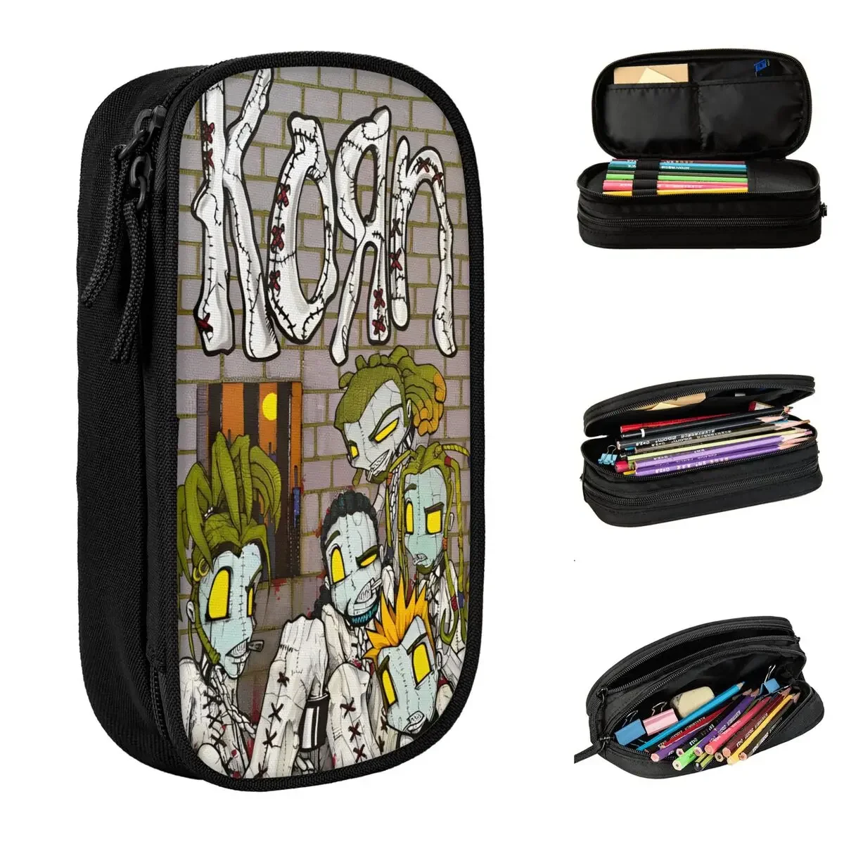

Korn Music Tour Pencil Case Rock Metal Band Pen Box Bag Girls Boys Big Capacity Office Gifts Pencil Pouch