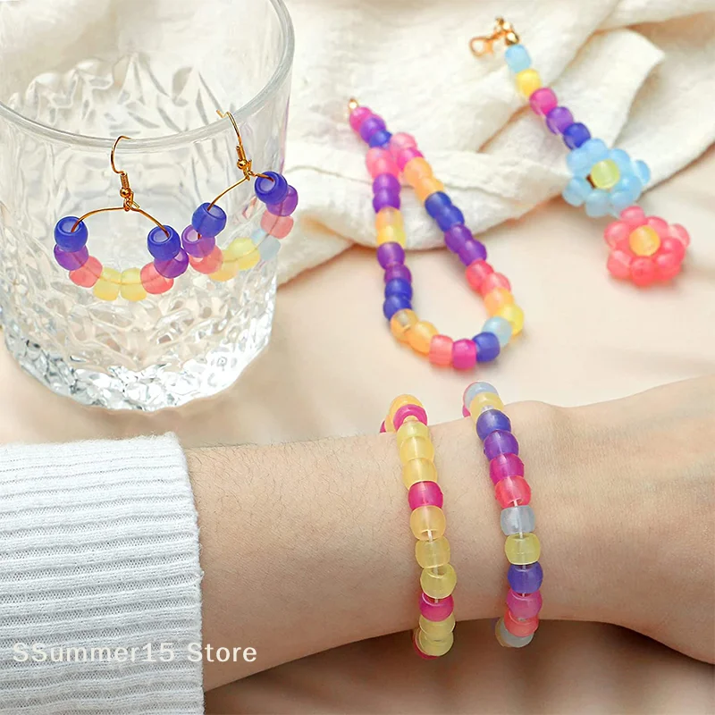 【R】100pcs Color Changing UV Beads Mixed Color Glow In The Dark Beads DIY Jewelry Making Bracelets Necklace view 3
