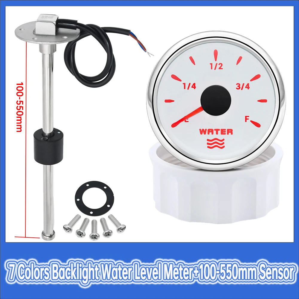 0-190ohm Water Level Meter +100-550MM Water Level Indicator Sensor E-F Pointer Instrument Water Level Gauge for Marine Boat