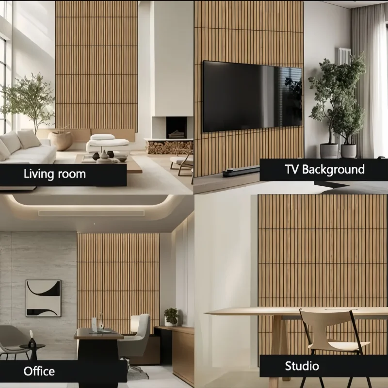Peel and Stick Imitation Wood Grille Strip Wall Panels for Living Room Bedroom Decor Waterproof Thicken Self Adhesive Wallpaper
