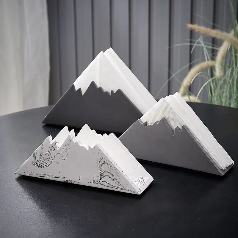 Nordic Home Snow Mountain Shaped Cement Table Napkin Holder Tissue Clip for Desktop Decoration Napkin Holder Tissue Holder