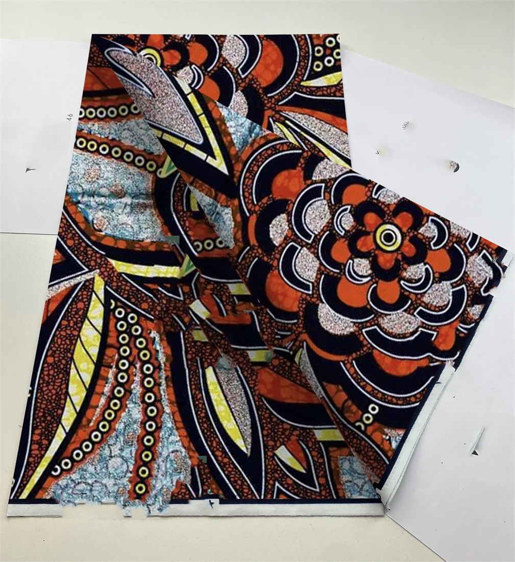 Newest Best Quality Nigerian Glam Glitter Grand Supe-V Ankara Golden Wax Fabrics African Cotton Wrapper Printed Materials 6Yards