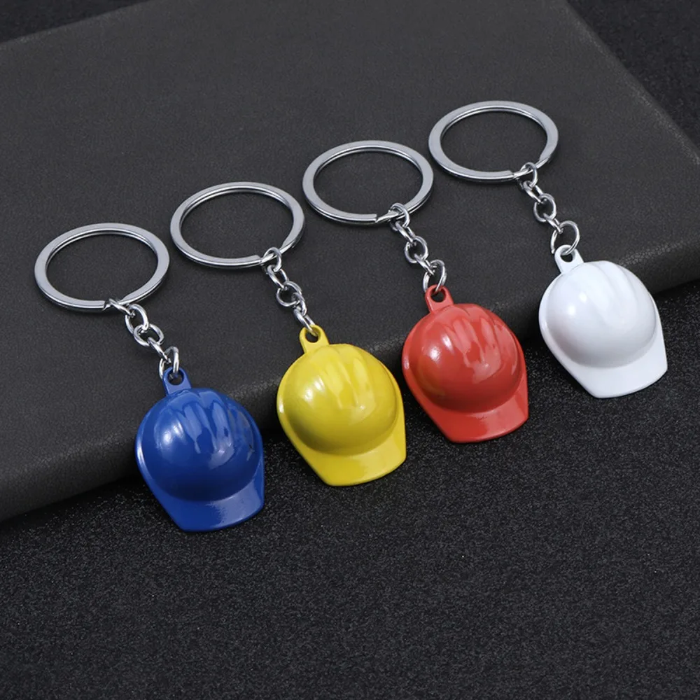 الإبداعية مهندس المفاتيح خوذة أمان صغيرة كيرينغ متعة وساحرة سلسلة حلقة خوذة بلاستيكية قبعة صلبة قلادة الهدايا #1
