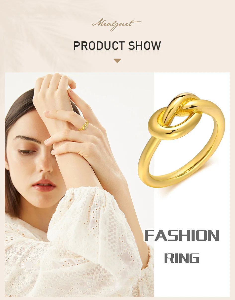Liebesknoten-Ring für Frauen, vergoldeter, zierlicher Stapelring aus Edelstahl, winziger Statement-Schmuck zum Binden des Knoten – Detail 1