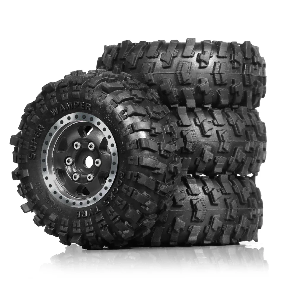 4Pcs 1.0 Inch 51mm Metal Beadlock Wheels Tires Set for 1/18 1/24 RC Crawler TRX4M SCX24 AX24 FCX24 Upgrade Accessories