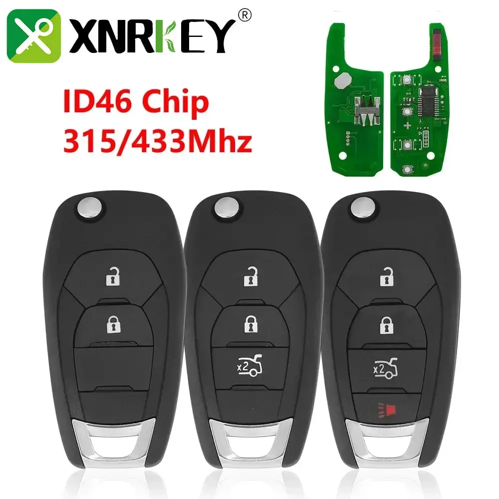 XNRKEY 2/3/4 Button Car Remote Key ID46 Chip 315/433Mhz For Chevrolet Cruze Avo Colorado Trailblazer Onix Tracker Smart Flip Key