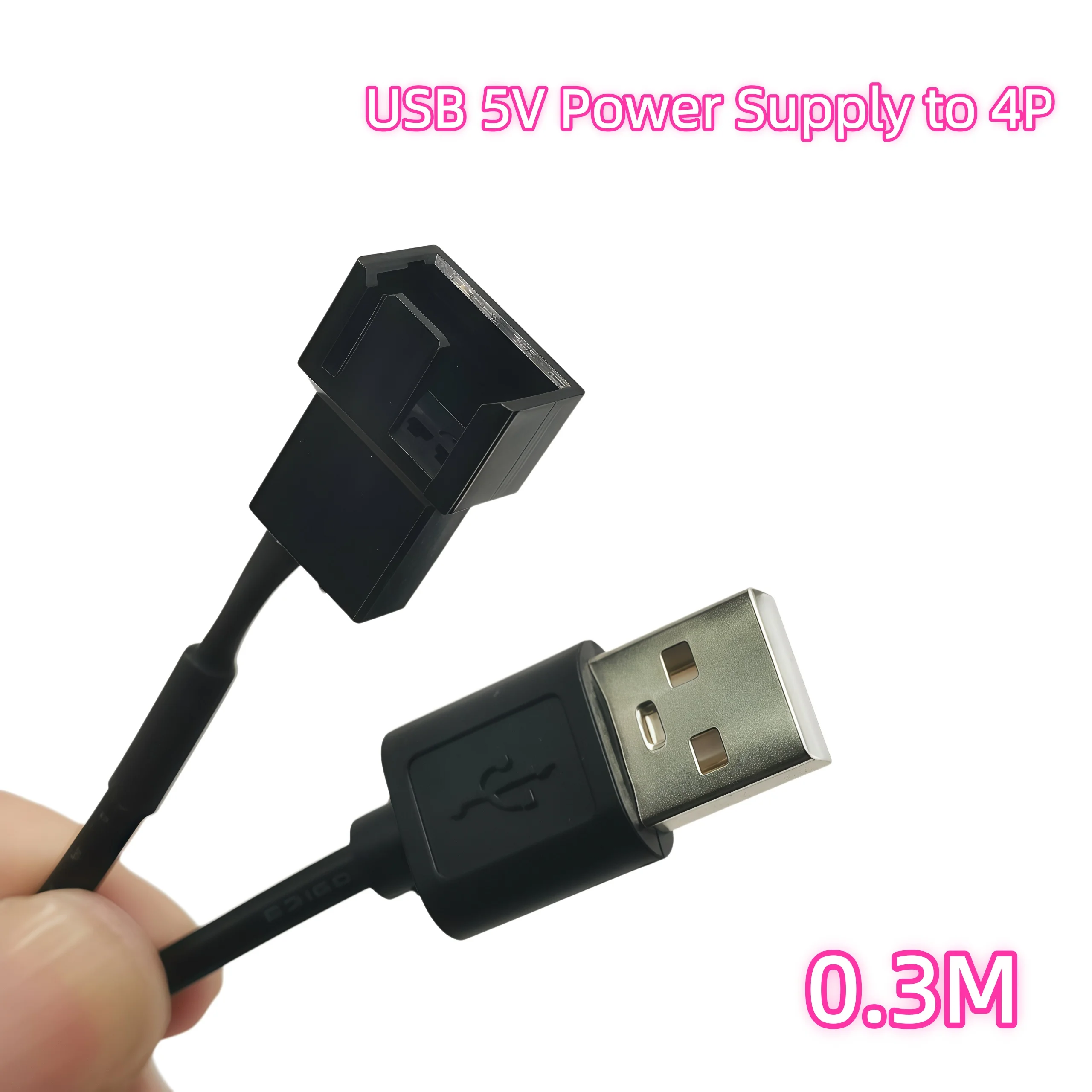 USB 5V Power Supply to 4PIN Laptop Fan Power Adapter Cable CPU Chassis Fan Adapter Cable 0.3M