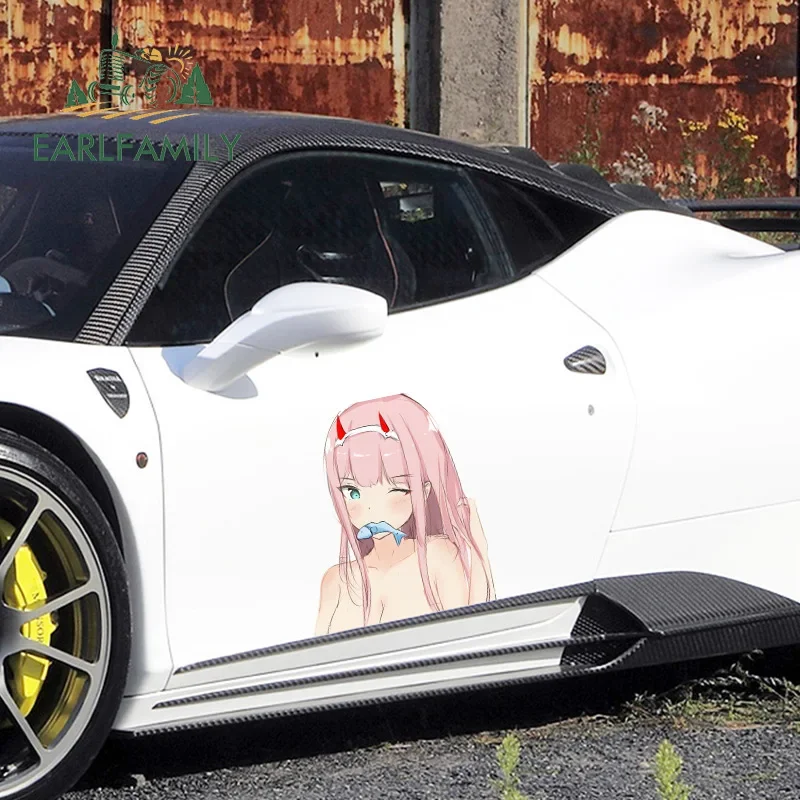 EARLFAMILY 43cm x 37.3cm For Zero Two Windows Car Stickers Vinyl Material Decal Motorcycle Personality Occlusion Scratch