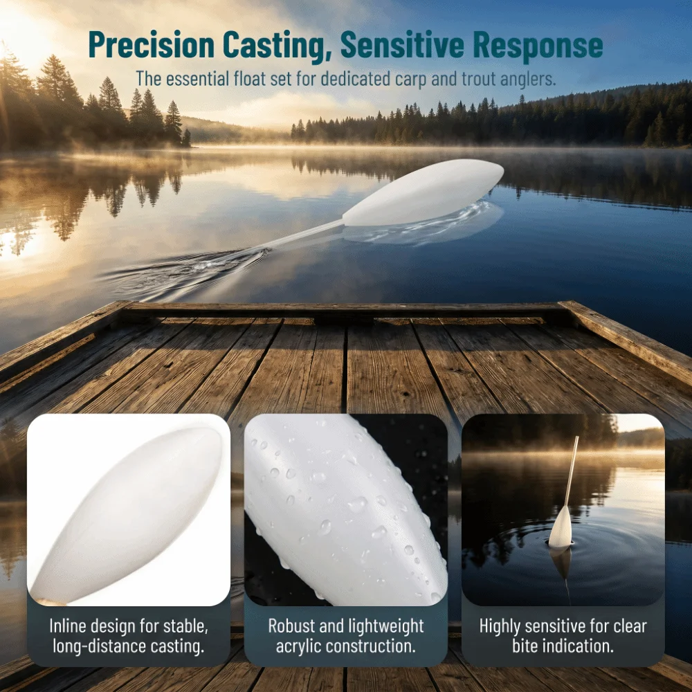 5PCS Durable Acrylic Casting Bobbers 50g 20cm Length Fishing Float Spinning Float Surface Fishing