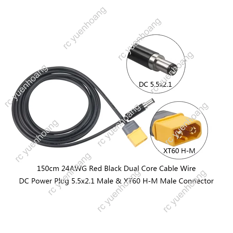 1PC Fatshark Skyzone 03 Adapter Line FPV Video Goggles 2-4S Battery Charging XT60 to DC5.5X2.1mm Adapter Cable for RC FPV Drone