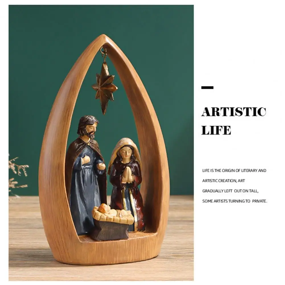 Nativity Resin Figurine Resin Nativity Figurine Set Holy Family Sculpture Birth of Jesus Statue Home Office Decoration Ornament