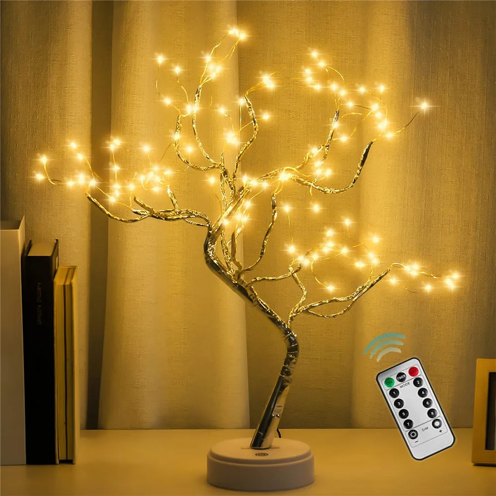 Tree LED Light USB Table Lamp Adjustable Touch Switch DIY Artificial Xmas Tree Fairy Night Light For Home Christmas Decoration