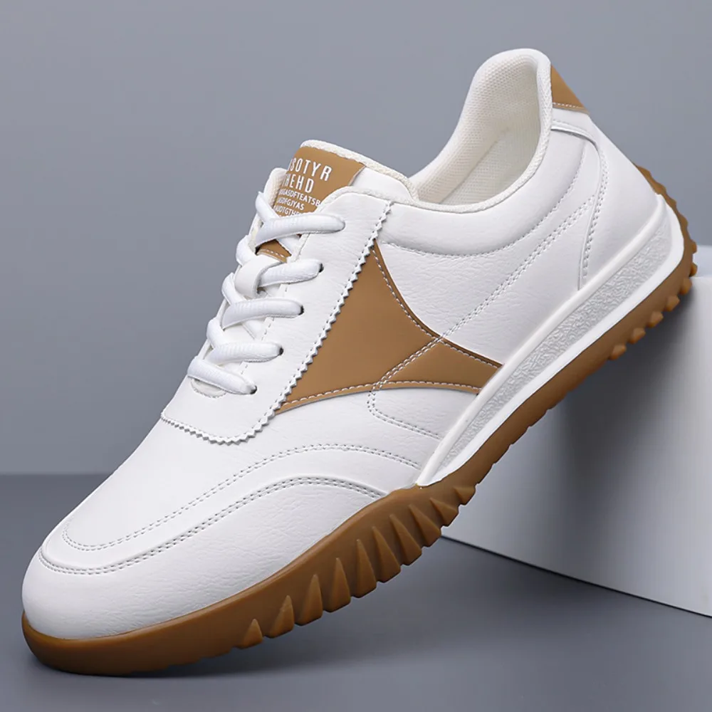 2026 New Designer Fashion Leather Sneakers for Men Spring Autumn Solid Color Casual Shoes Male Soft Sole Sports Board Shoes Man