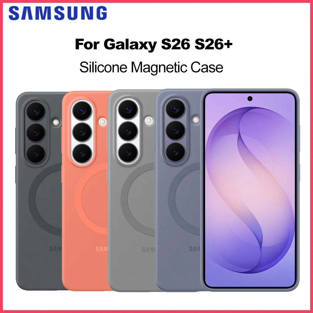 Original For Samsung Galaxy S26 S26+ S26Plus Silicone Magnetic Smartphone Case with Magnetic Ring Silicone Phone Case