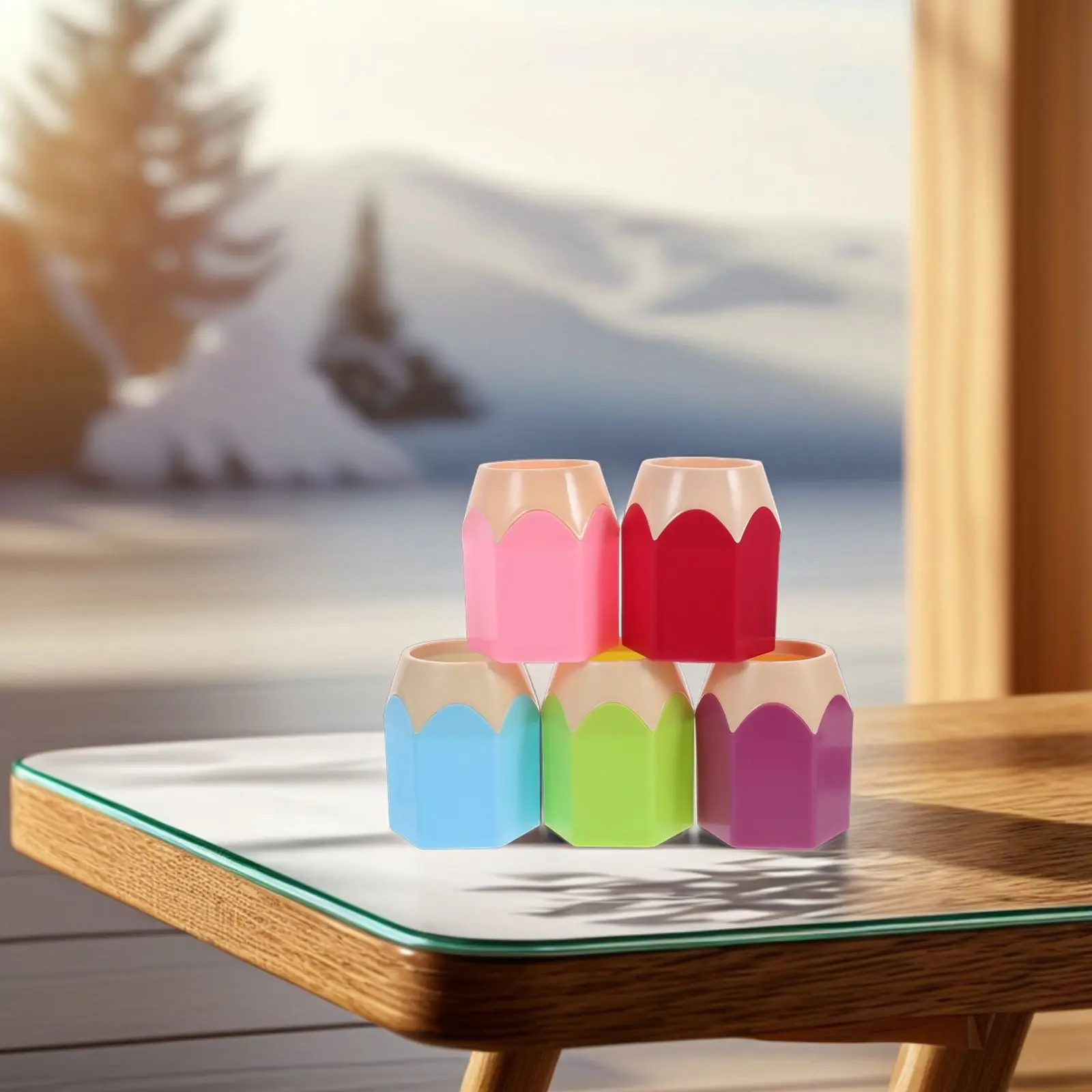 5 Pcs Contrast Color Pen Holders Crash Color Pencil Cups for Students Desk Organizer Safe Material Storage for Pens Makeup