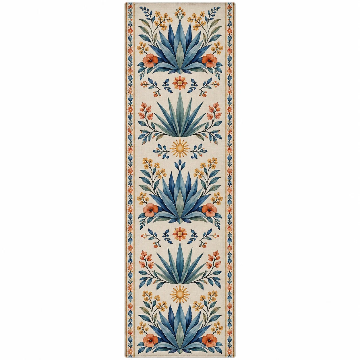 Mexican Agave Floral Table Runner Southwestern Botanical Dining Table Decor Farmhouse Kitchen Home Party Decoration