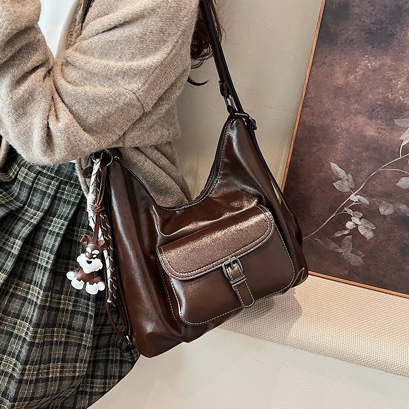 Retro Commuter Tote Bag Women Large Capacity 2026 New Spring Summer Casual Single Shoulder Slant Cross Multi-Function Double ...