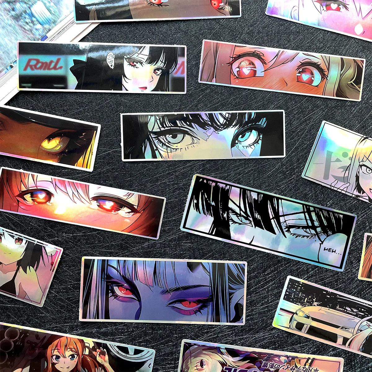 32 قطعة JDM أنيمي فتاة الليزر قوس قزح دراجة نارية ملصقات موتو دراجة سكوتر السيارات الجسم خزان الوقود خوذة الفينيل اكسسوارات الشارات