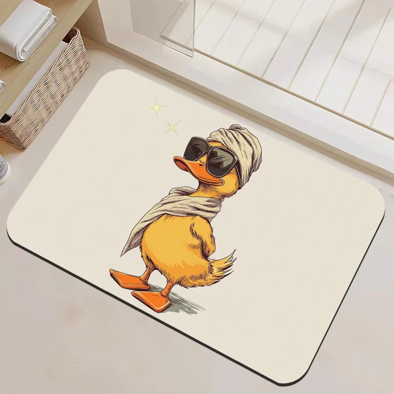 VIKAMA Fun Little Yellow Duck Shower Mat Anti Slip Quick Drying Water Absorbent Bathtub Rug Bedroom Kids Home Decor Floor Mat
