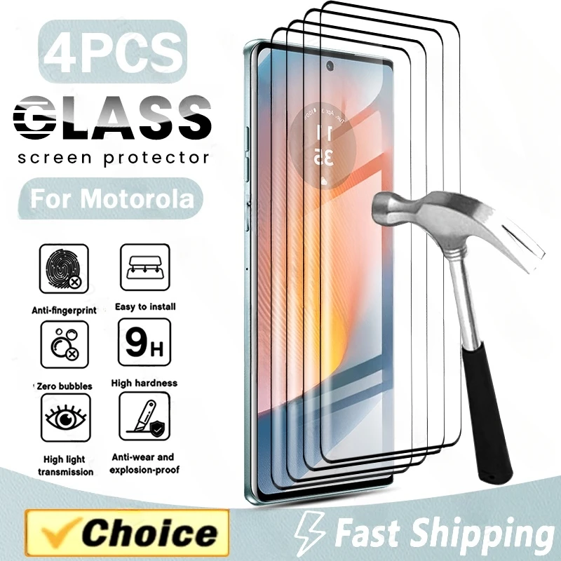 MotorolaEdge50Fusion 5G Case 4Pcs 3D Glass Curved Surface Screen Protector For Motorola Edge50 Moto Edge 50 Fusion Pro Ultra 5G