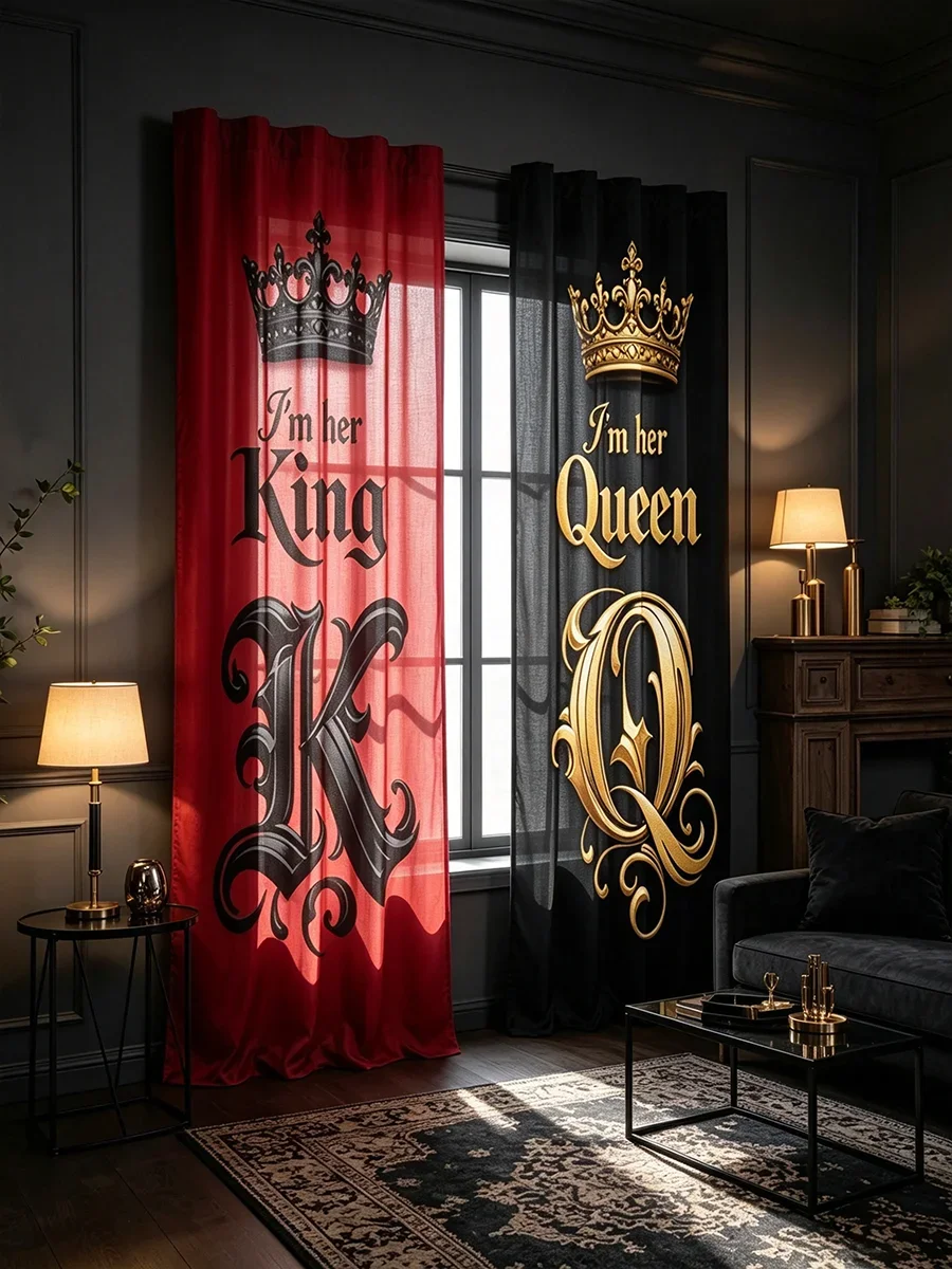 I'm Her King and I'm Her Queen Decorative Curtain Pair for Bedroom Living Room Home Decor