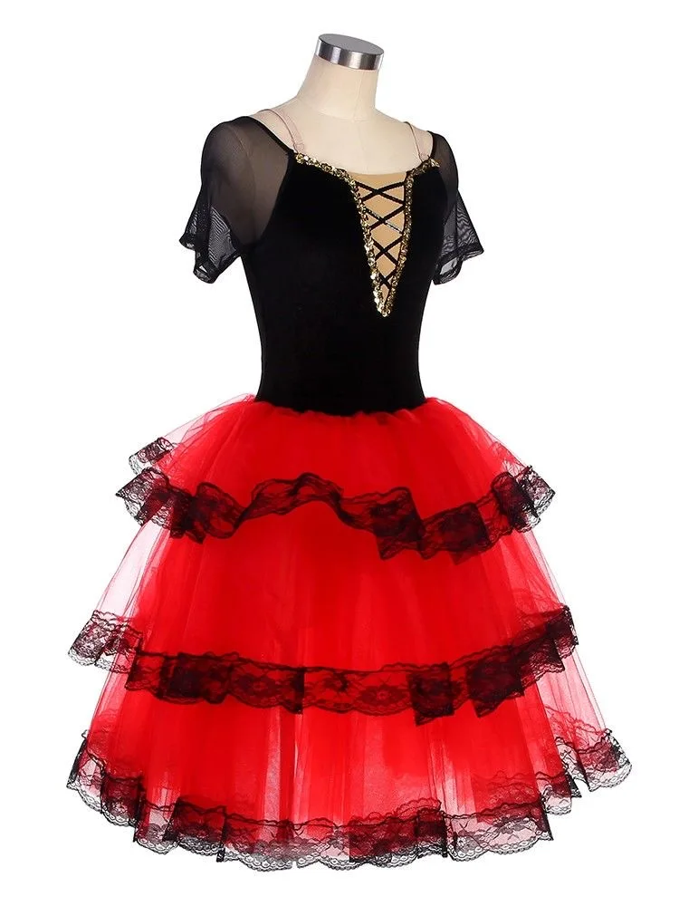 Ballet Dress Long Professional Ballet Tutu For Girls Children Red Ballerina Costumes Adult Women Spanish Dance Dress