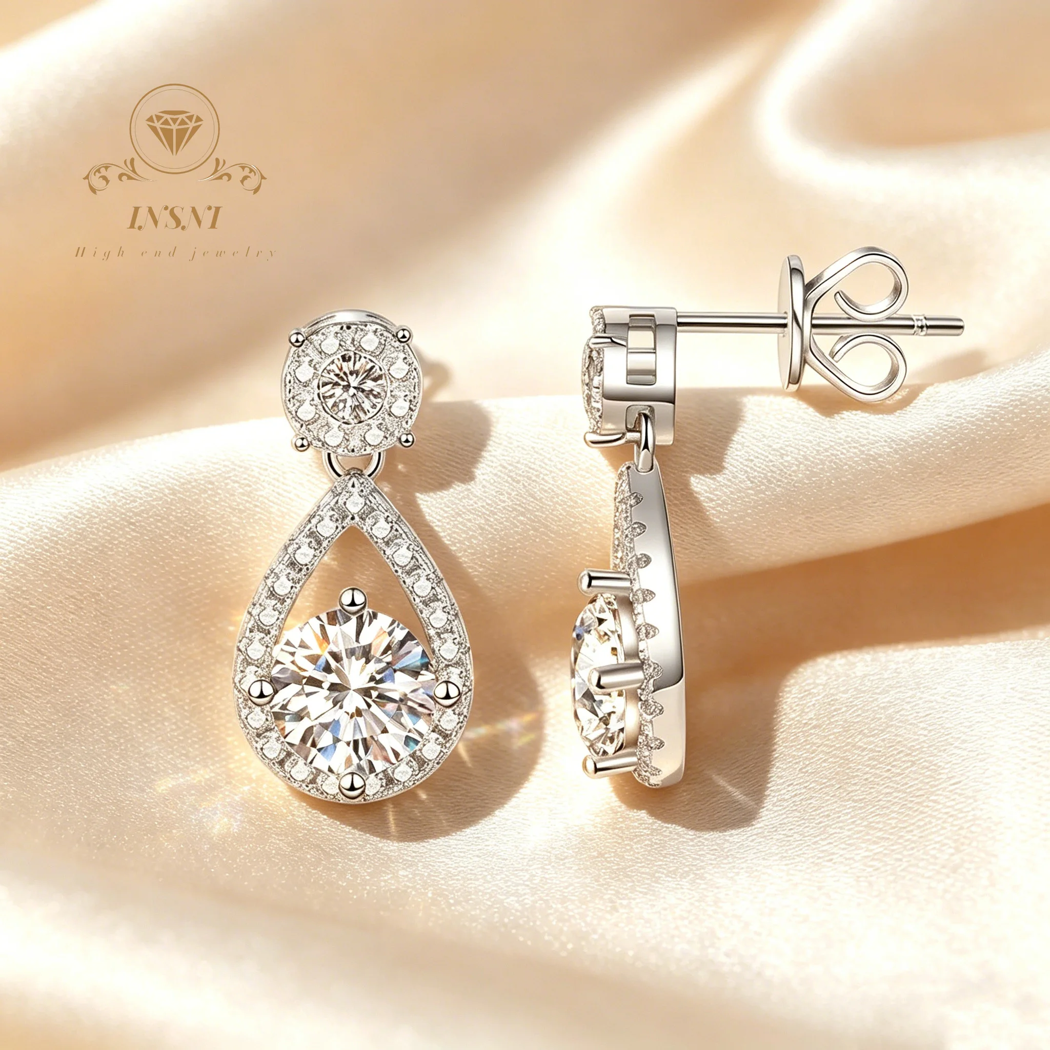 1Ct D Color Teardrop Moissanite Earrings S925 Silver Geometric Korean Style Certified Stud Jewelry Gift For Women Hypoallergenic