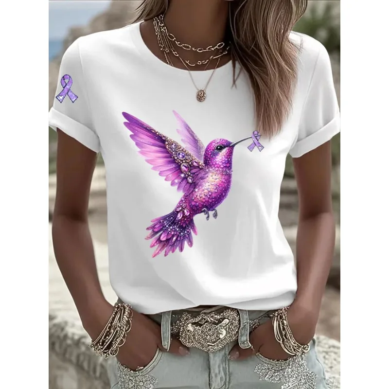 Damen-T-Shirts mit Aufdruck, Sommer, lässig, Rundhals-T-Shirts, kurzärmelige Oberteile, T-Shirts
