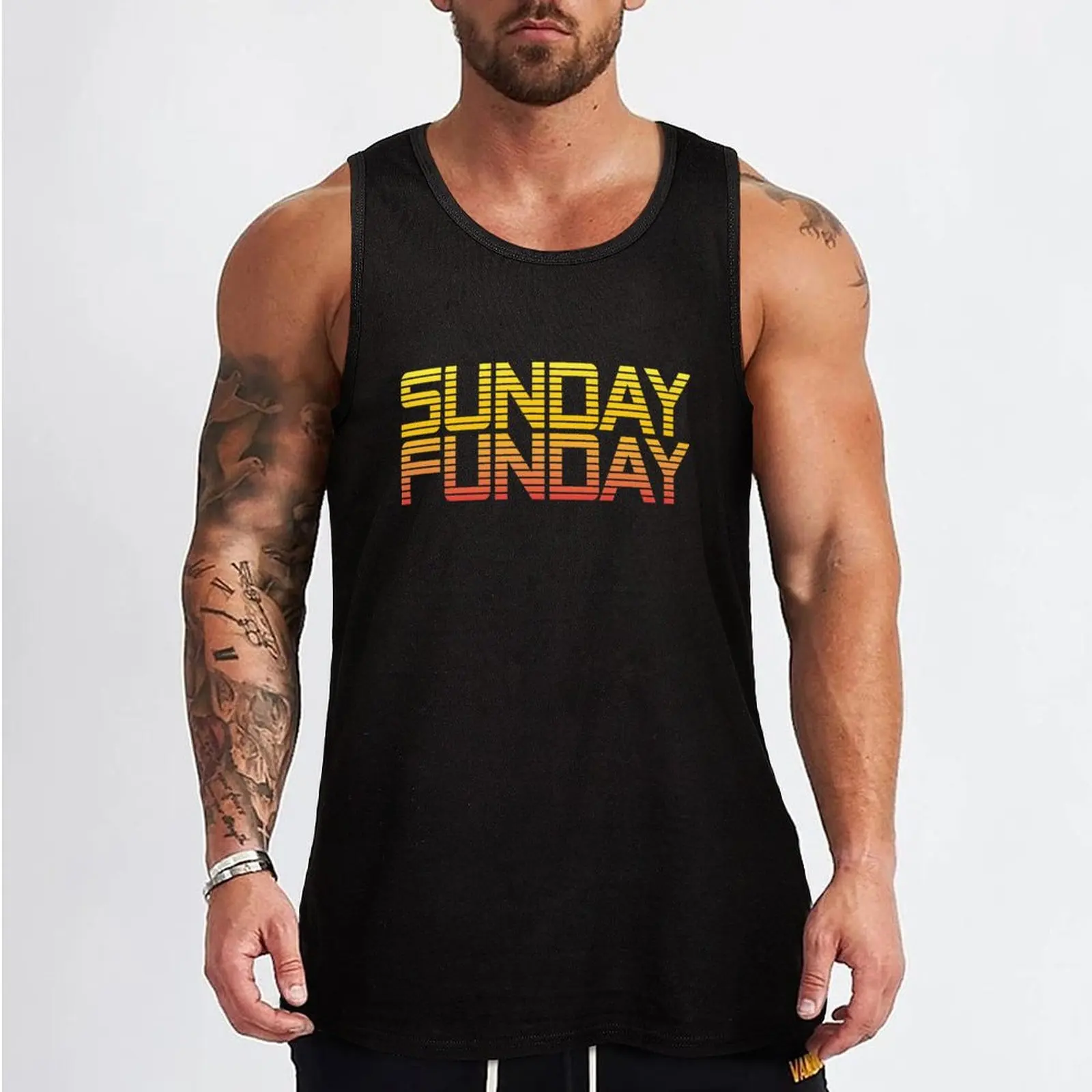 SUNDAY FUNDAY Tank Top cotton t-shirts man gym sports vest