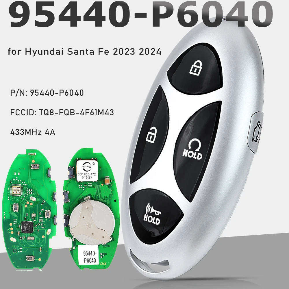 

KEYECU 95440-P6040, TQ8-FQB-4F61M43 Smart Remote Key Fob 433MHz 4A 5 Buttons for Hyundai Santa Fe 2023 2024