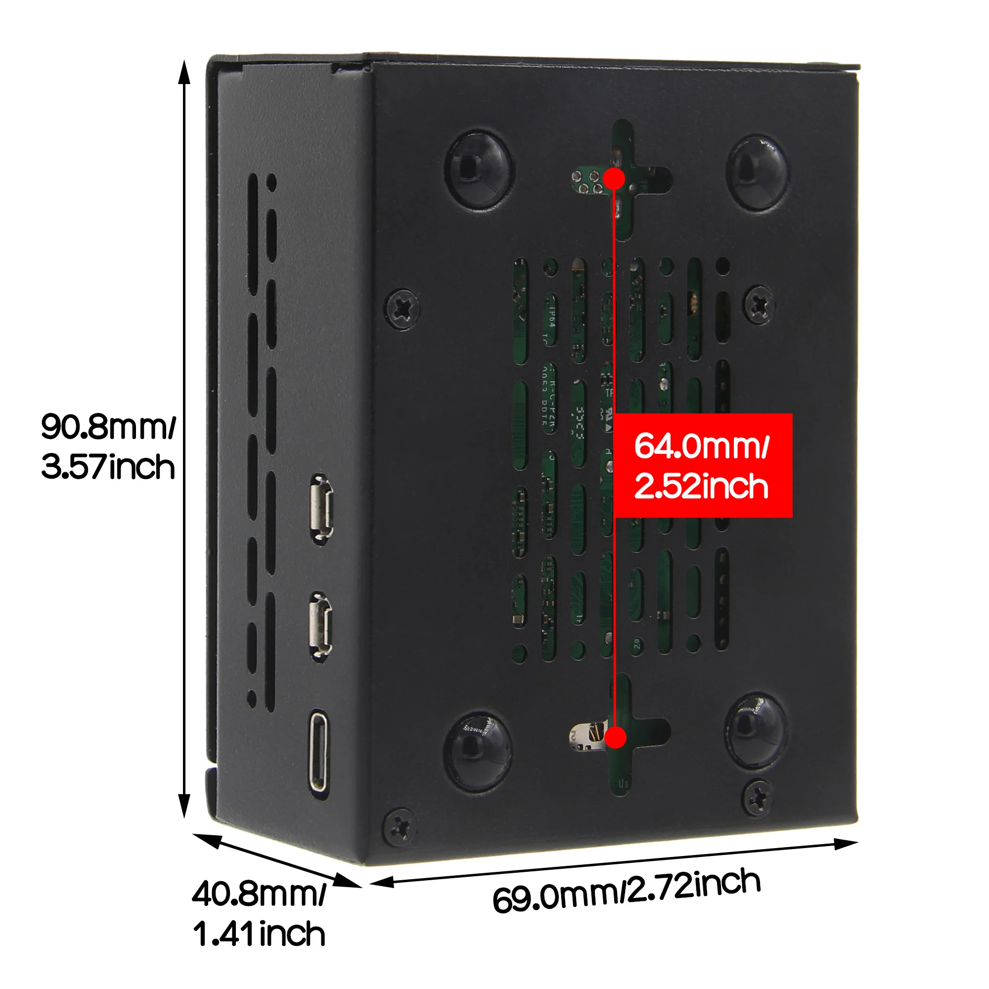 حافظة Geekworm المعدنية P579-V3 لـ Raspberry Pi 5 & PCIe M.2 NVMe SSD Shield X1000 / X1001 / X1003 / X1004 (لا تدعم X1002! !!)