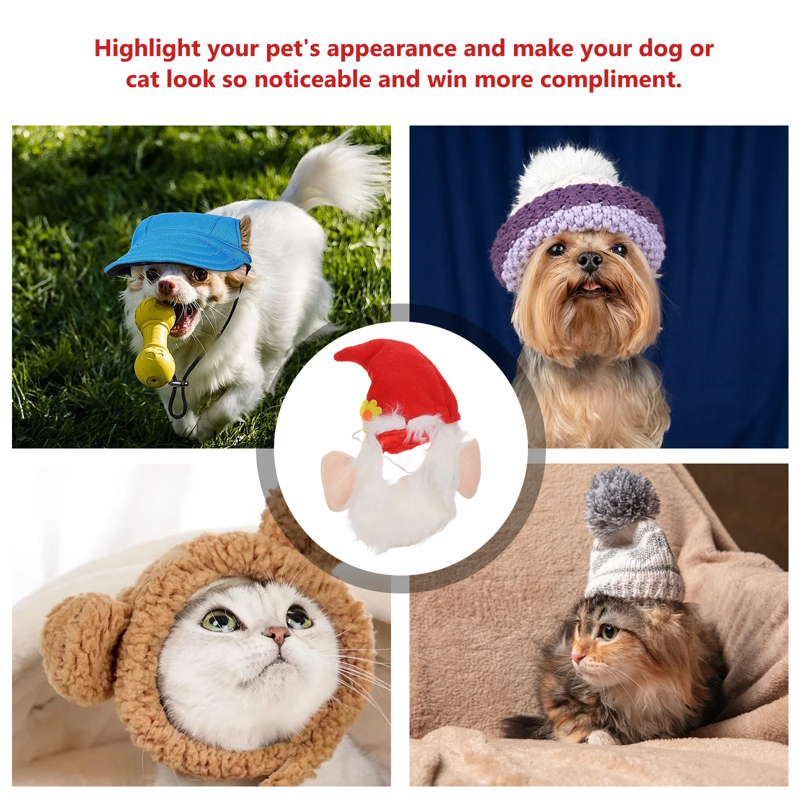 

Christmas Pet Hat Creative Cartoon Design Bright Color Dog Cat Party Costume Accessory for Holiday Photo Shoots Wear-Resistant