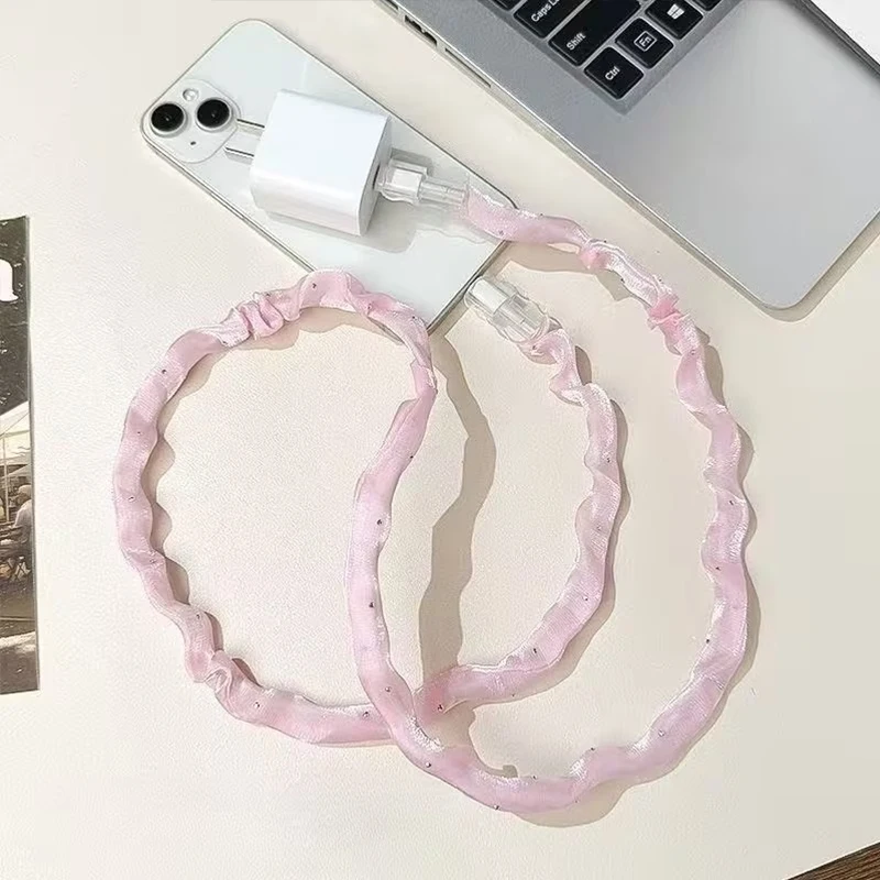 3PCS Cute Mesh Data Cord Protective Cover Charger Cable 18/20W Winder Protector Anti Dust TypeC Soft Data Line Protectors