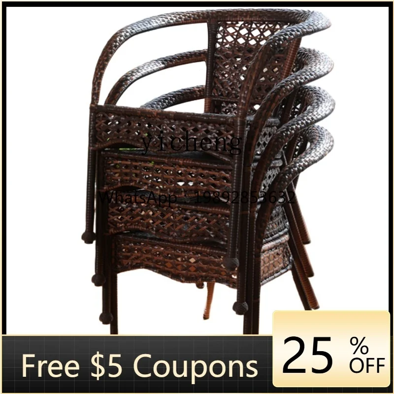 ZK Three-Piece Set Outdoor Courtyard a Table with Two Chairs Outdoor Rattan Woven Leisure Tea Table Chair Combination