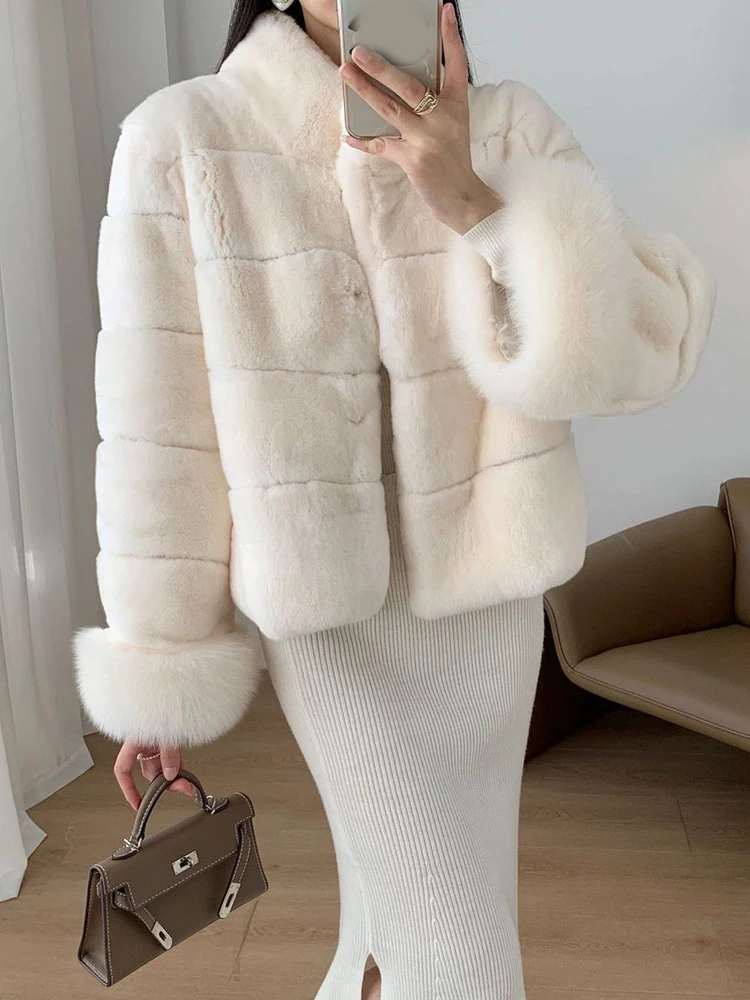 スイートシックフェイクファーエレガントコート レディース 冬 暖かいフェイクラビットスリムジャケット ファッション 韓国風 ソフト長袖 女性用 無地アウター
