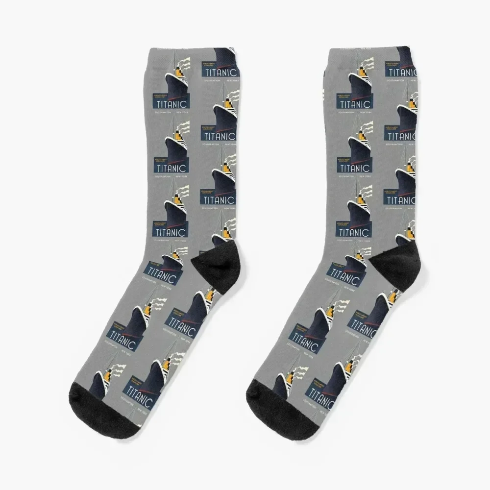 

Titanic Sinking Vintage Poster Cruise Ship Atlantic Ocean Voyage Socks cute summer Socks Women Men's