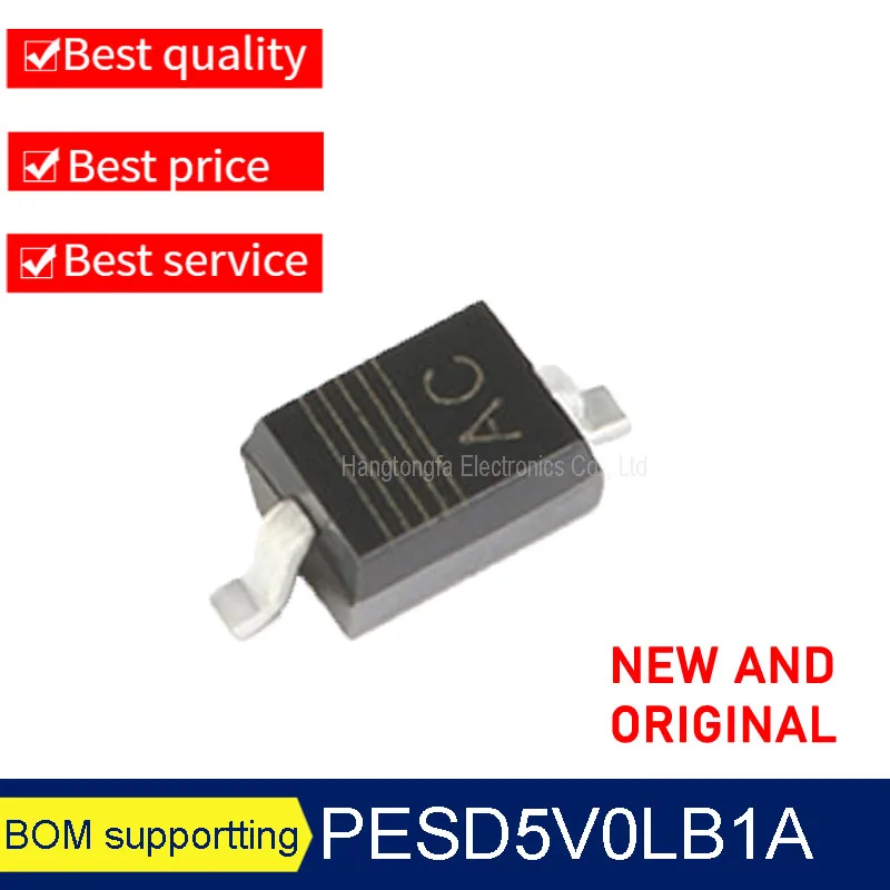 Original PESD5V0L1BA PESD5V0  Marking AC SOD323  5.0V SMD ESD Triode NEW